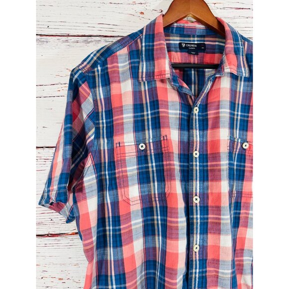 Cremieux Classics Mens XL Plaid Short-Sleeve Button-Up Shirt 100% Cotton Red & B - Picture 9 of 14